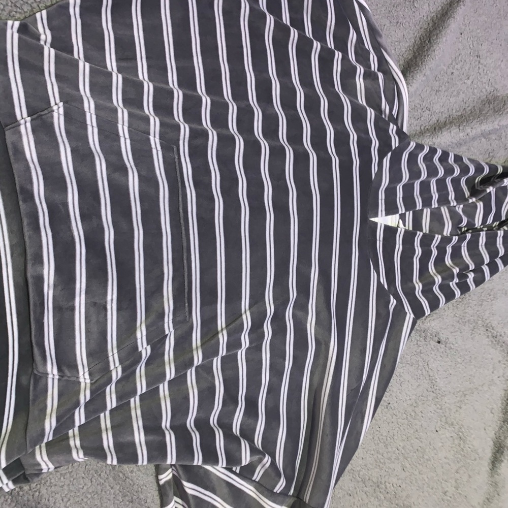 Gray and white stripped hoodie